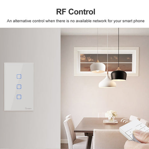 Sonoff T2 Touch 120mm Tempered Glass Panel Wall Switch Smart Home Light Touch Switch, Compatible with Alexa and Google Home, AC 100V-240V, US Plug, 120mm/ 1 US Plug