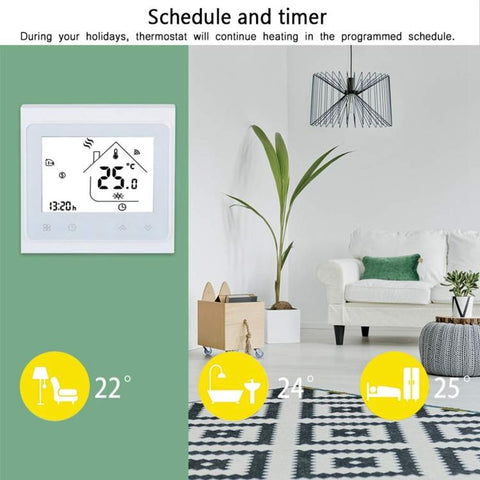 BHT-002GBLW 16A Load Electronic Heating Type LCD Digital Heating Room Thermostat with Sensor & Time Display, WiFi Control, BHT-002GBLW 16A (Black)  Electronic Heating Type, BHT-002GBLW 16A (White)  Electronic Heating Type