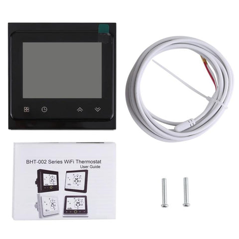 BHT-002GBLW 16A Load Electronic Heating Type LCD Digital Heating Room Thermostat with Sensor & Time Display, WiFi Control, BHT-002GBLW 16A (Black)  Electronic Heating Type, BHT-002GBLW 16A (White)  Electronic Heating Type