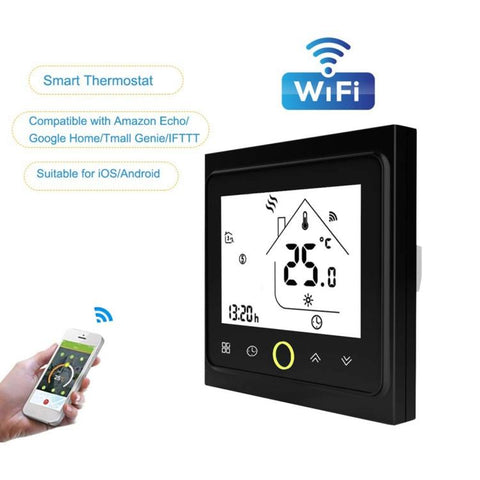 BHT-002GBLW 16A Load Electronic Heating Type LCD Digital Heating Room Thermostat with Sensor & Time Display, WiFi Control, BHT-002GBLW 16A (Black)  Electronic Heating Type, BHT-002GBLW 16A (White)  Electronic Heating Type