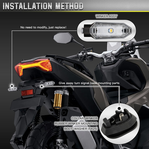 2pcs For Honda RS150 XRE300 CRF300 X-ADV Motorcycles LED Turn Signal Light, For Honda RS150