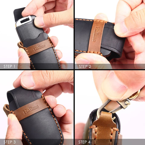 For Kia C133 4-button Hallmo Car Cowhide Leather Key Protective Cover Key Case, C133