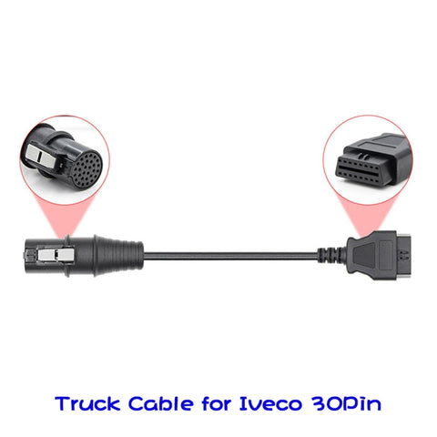 For Iveco 30 Pin Male to OBDII 16 Pin Female Truck Adapter Cable, For Iveco