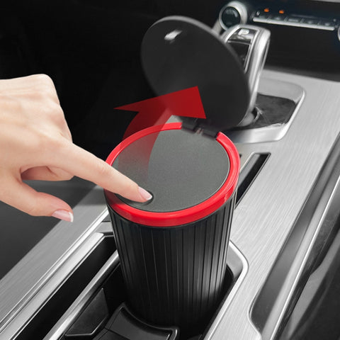DM-143 Car Armrest Box Storage Box Car Round Trash Can With Lid