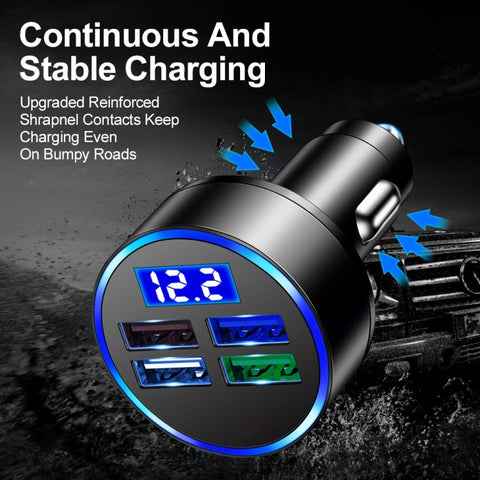 3.1A 4 in 1 Digital Display Car Charger with Voltmeter, SKU-03-4