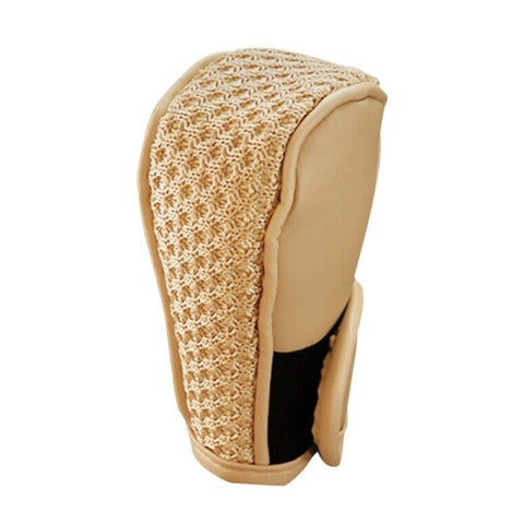 Universal Car PU + Ice Silk Gear Shift Knob Protective Cover, PU + Ice Silk Cover