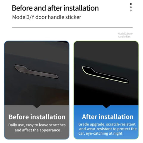 For Tesla Model 3 / Y 4pcs / Set Car Door Handle Luminous Decorative Sticker, Door Handle Decorative Sticker