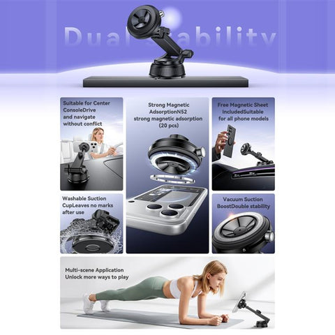 Yesido C284 2 in 1 Magnetic Car Vacuum Suction Cup Phone Holder, C284