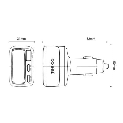 Yesido Y75 105W TFT Display Car Charger 3-Port 1 x USB-A & 2 x USB-C Fast Charging Car Adapter