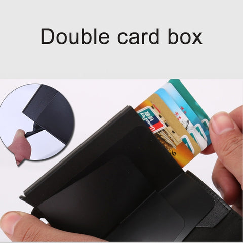 X-7 Antimagnetic RFID  Multi-functional Aluminum Crazy Horse Texture Leather Card Bag Wallet