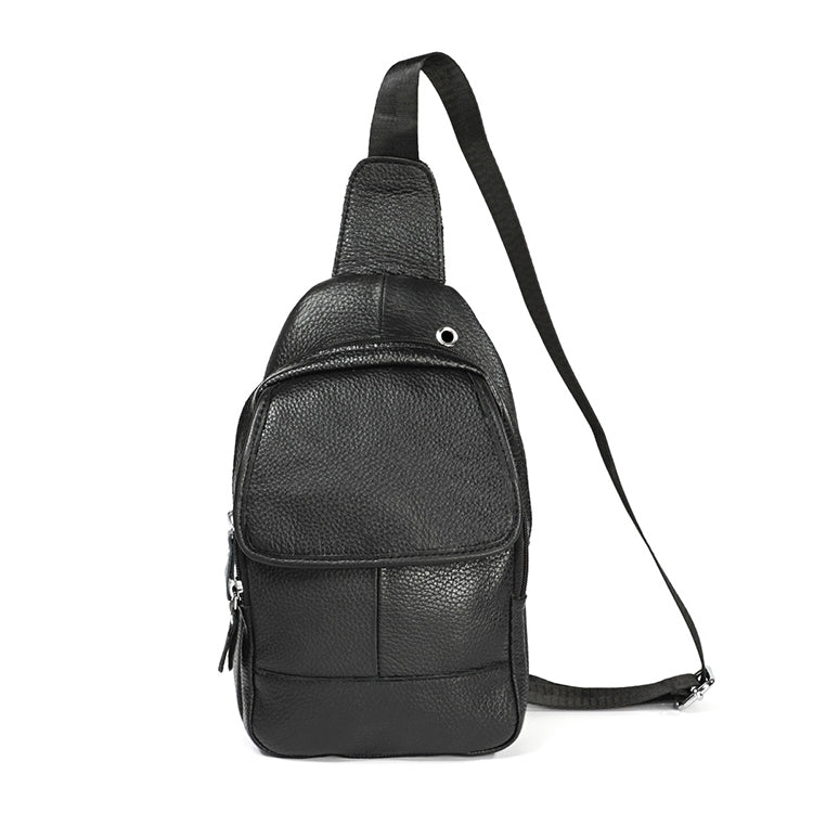 6023 Casual Litchi Texture Soft Face Full-grain Cowhide One Shoulder Crossbody Bag for Men, Black, Coffee, Red, Brown