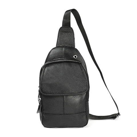 6023 Casual Litchi Texture Soft Face Full-grain Cowhide One Shoulder Crossbody Bag for Men, Black, Coffee, Red, Brown