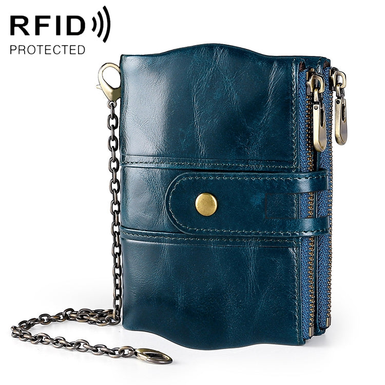 LT3539 Cowhide Leather Zipper Buckle Anti-magnetic RFID Wallet Clutch Bag for Men, with Card Slots & Shoulder Strap, LT3539 Shoulder Strap Blue, LT3539 Strap Red, LT3539 Yellowish-brown, LT3539 Shoulder Strap Black, LT3539 Shoulder Strap Coffee