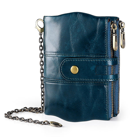 LT3539 Cowhide Leather Zipper Buckle Anti-magnetic RFID Wallet Clutch Bag for Men, with Card Slots & Shoulder Strap, LT3539 Shoulder Strap Blue, LT3539 Strap Red, LT3539 Yellowish-brown, LT3539 Shoulder Strap Black, LT3539 Shoulder Strap Coffee