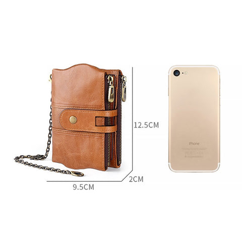 LT3539 Cowhide Leather Zipper Buckle Anti-magnetic RFID Wallet Clutch Bag for Men, with Card Slots & Shoulder Strap, LT3539 Shoulder Strap Blue, LT3539 Strap Red, LT3539 Yellowish-brown, LT3539 Shoulder Strap Black, LT3539 Shoulder Strap Coffee