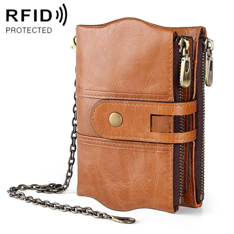 LT3539 Cowhide Leather Zipper Buckle Anti-magnetic RFID Wallet Clutch Bag for Men, with Card Slots & Shoulder Strap, LT3539 Shoulder Strap Blue, LT3539 Strap Red, LT3539 Yellowish-brown, LT3539 Shoulder Strap Black, LT3539 Shoulder Strap Coffee