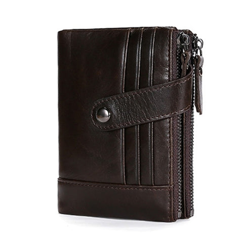 TP-196 Multi-functional Retro Cowhide Leather Multiple Card Slots Dual zipper RFID Wallet