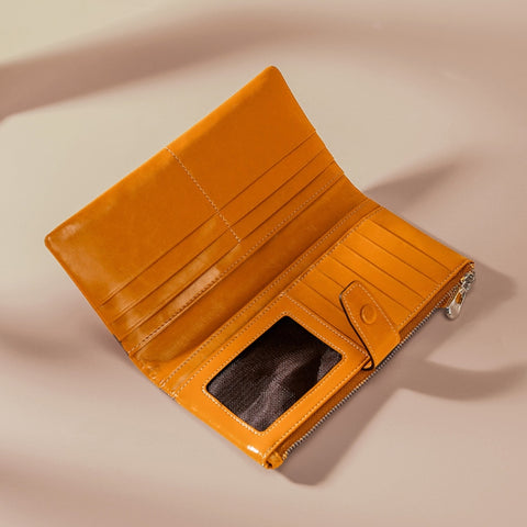 TP-189 Oilskin Leather Multi-functional Zipper RFID Leather Wallet