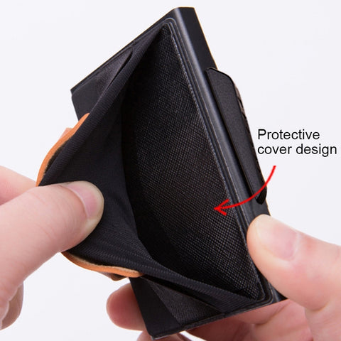 X-32C Automatically Pop-up Card Type Anti-magnetic RFID Anti-theft Men Aluminum Alloy B Dial Button Elastic Bag Wallet with PU Leather Strap, X-32C B Dial Button Black, X-32C B Dial Button Grey, X-32C B Dial Button Gold, X-32C B Dial Button Blue       ...