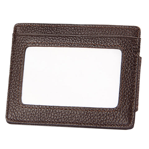 Cowhide Leather Solid Color Card Holder Wallet RFID Blocking Card Bag Protect Case with 3 Card Slots & Photo Frame, Size: 110*77*4mm
