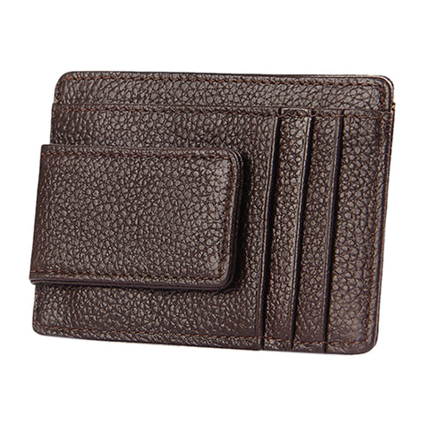 Cowhide Leather Solid Color Card Holder Wallet RFID Blocking Card Bag Protect Case with 3 Card Slots & Photo Frame, Size: 110*77*4mm