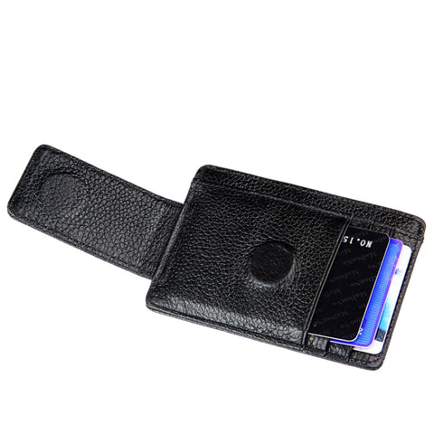 Cowhide Leather Solid Color Card Holder Wallet RFID Blocking Card Bag Protect Case with 3 Card Slots & Photo Frame, Size: 110*77*4mm