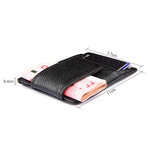 Cowhide Leather Solid Color Card Holder Wallet RFID Blocking Card Bag Protect Case with 3 Card Slots & Photo Frame, Size: 110*77*4mm