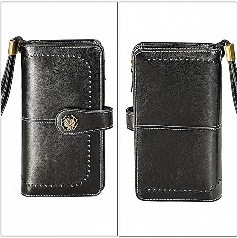 3556 Large Capacity Long Multi-function Anti-magnetic RFID Wallet Clutch for Ladies with Card Slots