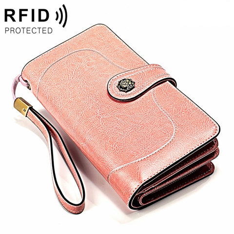 3555 Large Capacity Long Multi-function Anti-magnetic RFID Wallet Clutch for Ladies with Card Slots