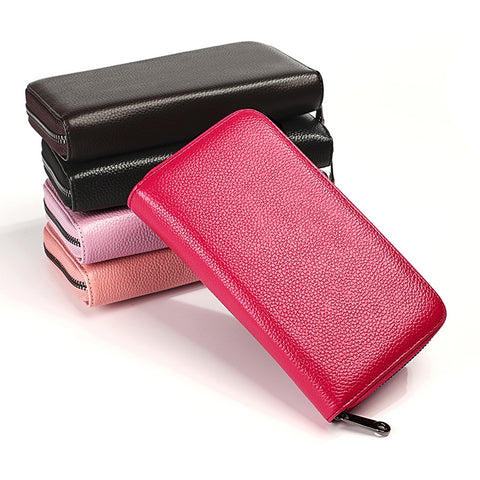 KB196 Top-grain Leather Large Capacity Multi-function 36-Bit Anti-magnetic RFID Organ Card Package Wallet