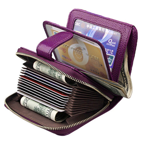 KB132 Female Style Full Grain Cow Leather Multifunctional RFID Wallet/ Card Bag/ Driving License Package
