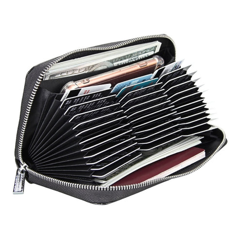 Antimagnetic RFID Large Capacity Long Style Genuine Leather Passport Package / Multifunctional and Many Card Slots Card Package