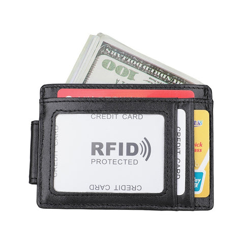KB80 Antimagnetic RFID Crazy Horse Texture Oil Wax Leather Card Holder Wallet Billfold for Men and Women
