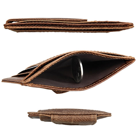 KB80 Antimagnetic RFID Crazy Horse Texture Oil Wax Leather Card Holder Wallet Billfold for Men and Women