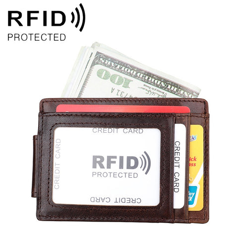 KB80 Antimagnetic RFID Crazy Horse Texture Oil Wax Leather Card Holder Wallet Billfold for Men and Women