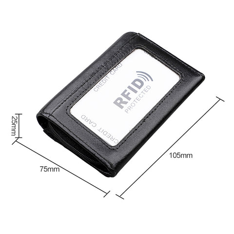KB171 Antimagnetic RFID Crazy Horse Texture Leather Card Holder Wallet for Men and Women