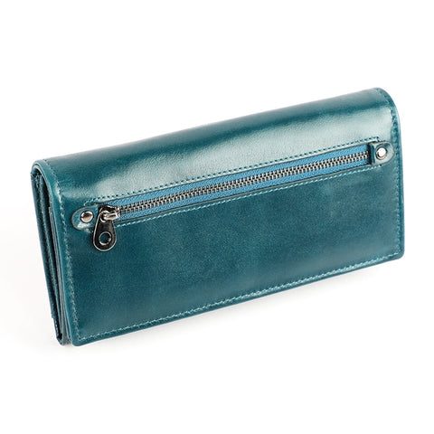 3559 Antimagnetic RFID Multi-function Zipper Retro Top-grain Leather Lady Purse Wallet