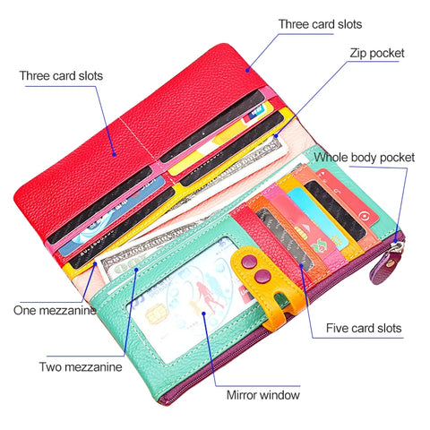 3572 Litchi Texture Leather Zipper Lady Wallet Large-capacity Purse