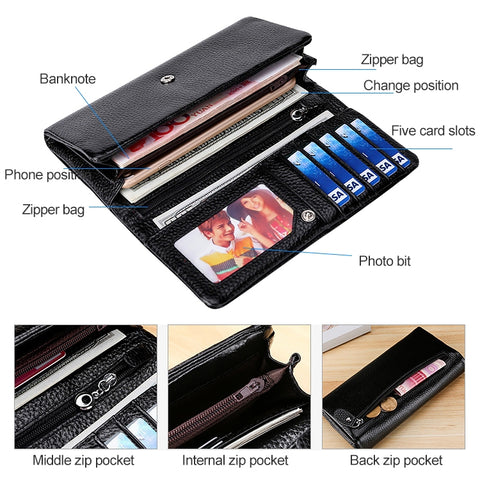 3591C Multi-function Litchi Texture Leather Wallet Large-capacity Purse