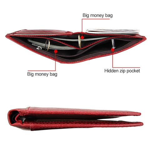 8235 Antimagnetic RFID Multi-function Crazy Horse Texture Leather Wallet Passport Bag
