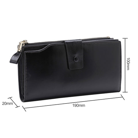 8236 Antimagnetic RFID Multi-function Oil Wax Leather Lady Wallet Large-capacity Purse