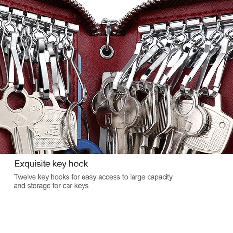 9101 Multi-function Waist Hanging Oil Wax Leather Zipper Wallet Keys Holder Bag