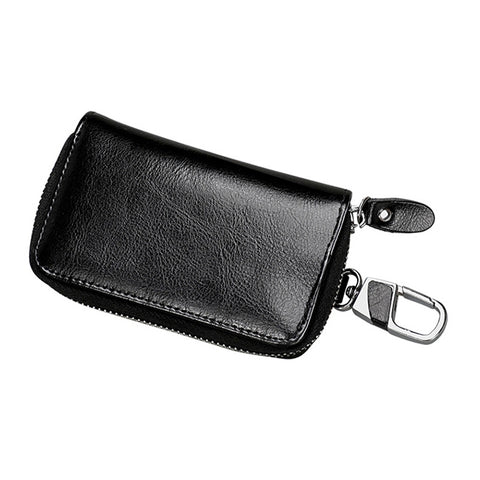 9101 Multi-function Waist Hanging Oil Wax Leather Zipper Wallet Keys Holder Bag