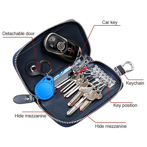 9102 Multi-function Waist Hanging Leather Zipper Wallet Keys Holder Bag