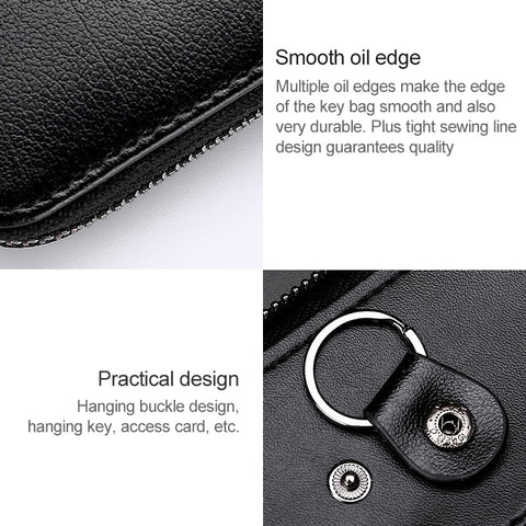 9105 Waist Hanging Large-capacity Zipper Leather Keys Holder Bag Multi-function Wallet
