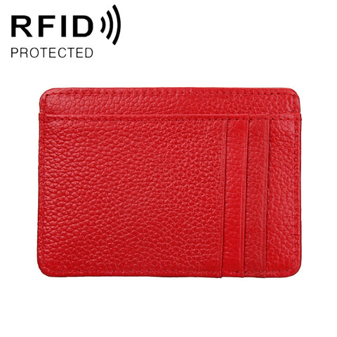 KB37 Antimagnetic RFID Litchi Texture Leather Card Holder Wallet Billfold for Men and Women