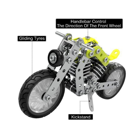 MoFun SW-002 158 PCS DIY Stainless Steel Halley Motorcycle Assembling Blocks, SW-002 Halley Motorcycle