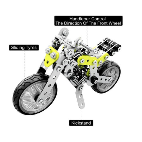 MoFun SW-003 188 PCS DIY Stainless Steel Street Motorcycle Assembling Blocks, SW-003