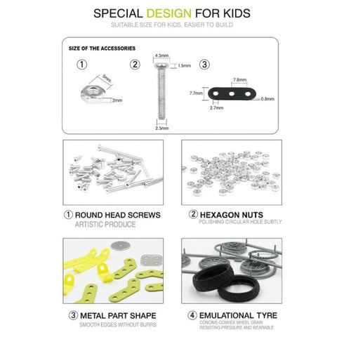MoFun SW-003 188 PCS DIY Stainless Steel Street Motorcycle Assembling Blocks, SW-003