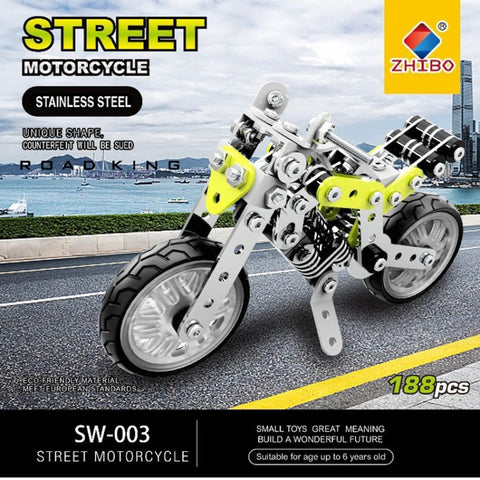 MoFun SW-003 188 PCS DIY Stainless Steel Street Motorcycle Assembling Blocks, SW-003